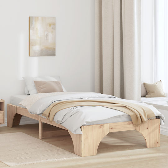 Kids Bed Classic Single Beige for Mattress 90x190cm