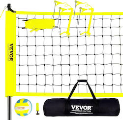 Volleyball Set Net Volleyball Badminton 9.7m X 2.4m Adjustable Height Waterproof Material Metal Poles Volleyball Pump Storage Transport Bag Included