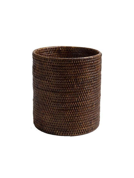 Rundbüromülleimer aus Papier Rangoon Rattan Braune 20x20x22 cm