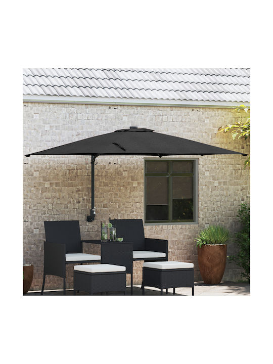 Umbrelă De Perete Pătrată Metalică Neagră 3x3xÎ...