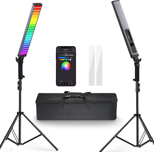 Iluminare Continuă Kit De Iluminare Pentru Fotografie Și Video 2 Corpuri De Iluminat RGB Cu Trepied