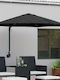 Wandmontierter Rundschreiben Aluminium Garten- und Terrassen-Sonnenschirm Schwarz F2.48xY1.48m