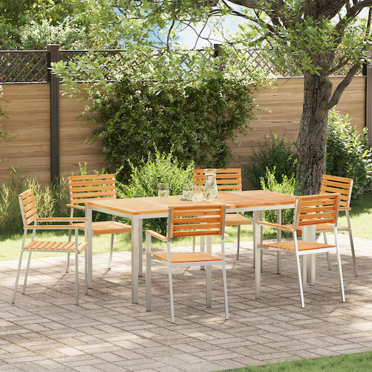 Σετ Τραπεζαρίας Εξωτερικού Χώρου 7τμχ Καφέ