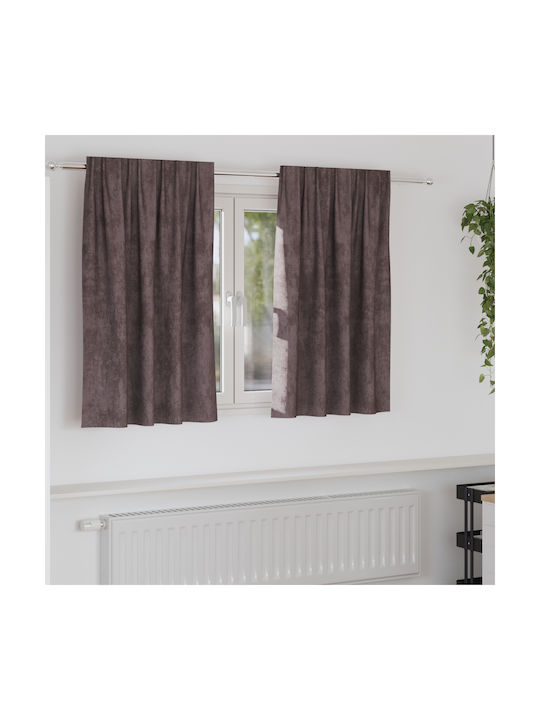 vidaXL Set Window Curtains With Brown Pencil Pl...