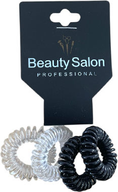 Beauty Salon Λαστιχάκια Σπιράλ Μαλλιών Μαύρα-διαφανα Σετ 4τμχ