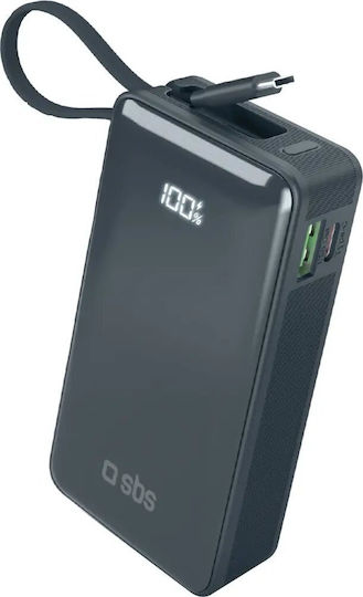 SBS Power Bank 10000mAh 22.5W με Θύρα USB-A και Θύρα USB-C Power Delivery Μπλε