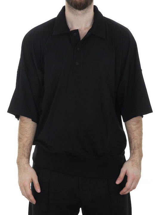 Short Sleeve Polo Blouse Black