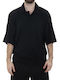 Short Sleeve Polo Blouse Black
