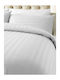 Duvet Cover Cotton Satin Queen 240x270 Stripe White
