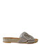Leather Women's Flat Sandals in Beige Color