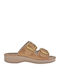 Flache Sandalen für Damen Anatomisch in Gold Farbe