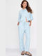 Women's Fabric Trousers Relaxed Fit Blue