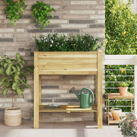 vidaXL Raft pentru ghiveci Lemn Verde / Bej 85bucx46bucx94buccm.