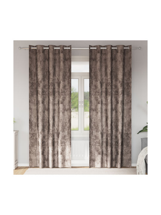 vidaXL Set Window Curtains with Brown Grommets 140x260cm