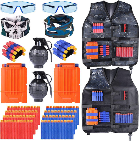 Set 2 Veste Compatibile Nerf N-Strike 2 Veste 80 Piese Cuțite din Spumă Ochelari de Protecție Magazii Măști Brățări Grenade Jucării
