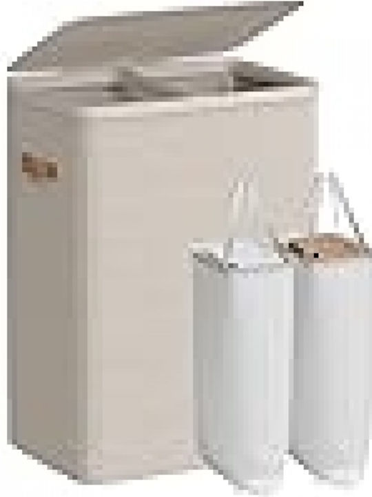 Songmics Fabric Laundry Basket 170lt with Cap 56x40x75cm Brown