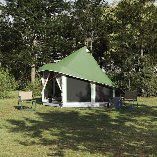 vidaXL Summer Camping Tent Teepee Green for 6 People 404x370x270cm