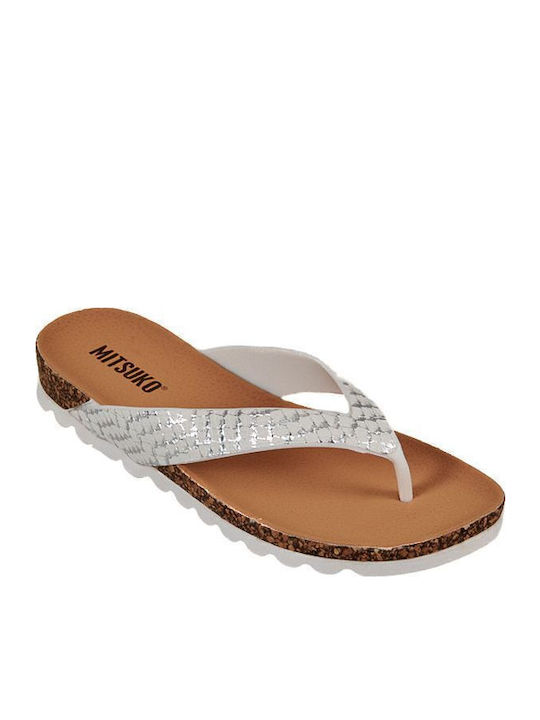 Mitsuko Damen Flache Sandalen Weiß