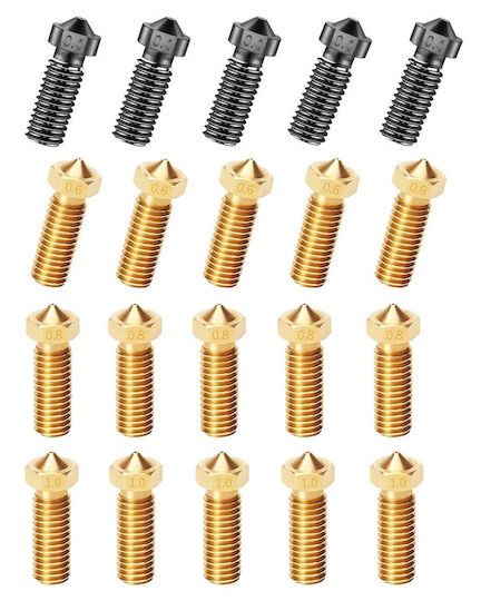 Set Duză Pentru Imprimante 3D 20 Bucăți 0.4 Mm 0.6 Mm 0.8 Mm 1.0 Mm Șurub M6 Compatibil Artillery Genius Sidewinder X1 Imprimante