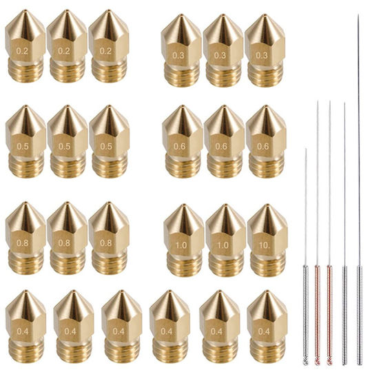 Set Duză Pentru Imprimante 3D 29 Piese 0.2mm 0.3mm 0.4mm 0.5mm 0.6mm 0.8mm 1.0mm M6 Filet 1.75mm 5 Accesorii De Curățare