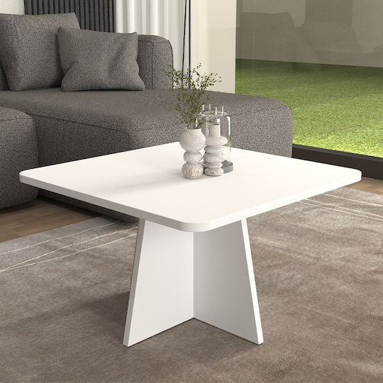 Square Central Coffee Table Sugar Wooden White W60xL60xH36.8cm