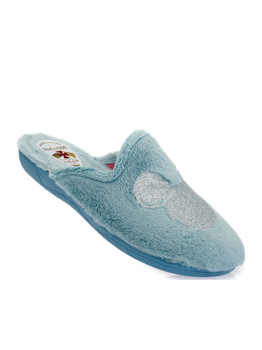 Wollene Winter Damen Hausschuhe Hellblaue