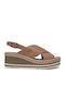 Women's Leather Platform Shoes Brown