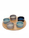 Homla Ceramic Dessert Divided Serving Tray Beige Ø24.5cm 4x24.5cm 5pcs