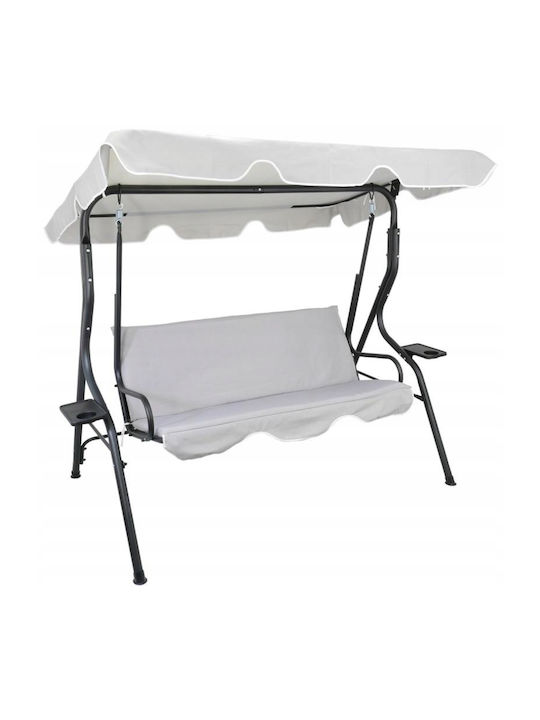 Garten & Veranda Schaukel mit Basis und Kissen 3 Sitze Kunststoff Gray Belastbarkeit bis 220kg