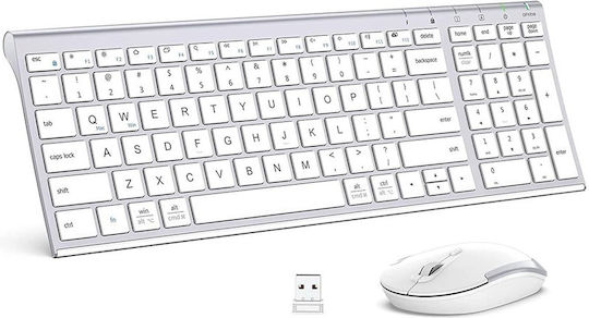 iClever IC-GK03 Kabellos Tastatur & Maus Set Englisch US Silber