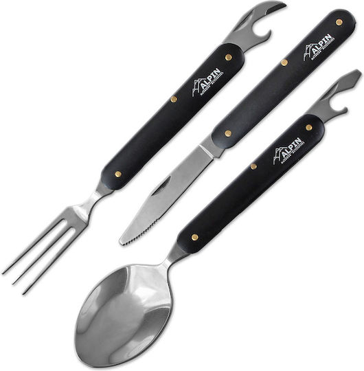 Alpin Stainless Steel Spoon + Knife + Fork Aluminum Handle + Case