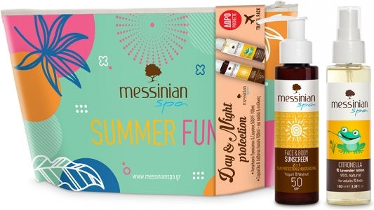 Messinian Spa Σετ με Αντηλιακό Προσώπου & Σώματος & Νεσεσέρ SPF50 3τμχ