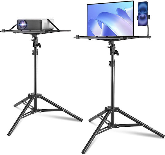 Suport pentru Proiector Poziționare Pardoseală Înălțime Reglabilă 68 160 Cm Suport pentru Telefon cu Braț Flexibil Unghi Reglabil 180° Design Pliabil și Portabil Capacitate 5 Kg pentru Proiector Tablet Mixer Laptop Partitură Negru