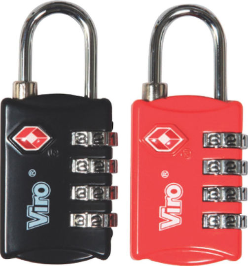 Viro Padlock Brass Combination with TSA Certification 28mm Black 1pcs