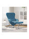 Armchair with Footstool Blue 63x73x90cm