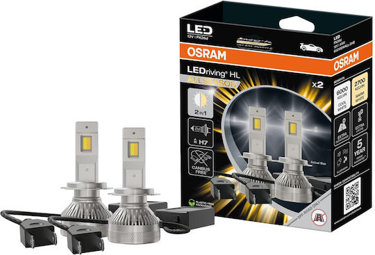 Osram Lamps Car & Motorcycle Ledriving HL Allseason H7 Canbus LED 6000K Cold White 12V 45W 2pcs