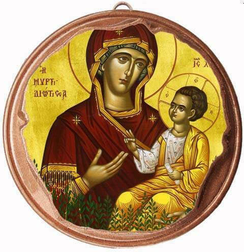 Panagia Myrtidiotissa Set 30 Pieces Ceramic Baptism Wedding Favor Copper