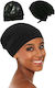 Black Satin-lined Sleep Cap Hair Protection