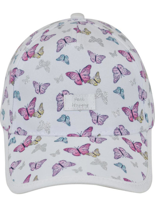 Stamion Παιδικό Καπέλο Jockey Υφασμάτινο Butterflies Λευκό