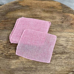Canvas Handkerchief Set/10 12x12cm Pink