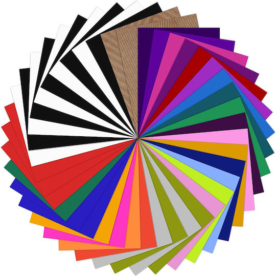 Set 40 Foaie de Vinil pentru Transfer Termic Film Plotter 30.5 Cm X 25.4 Cm Multicolor Pentru Tricouri și Materiale Textil 2 Bucăți Teflon
