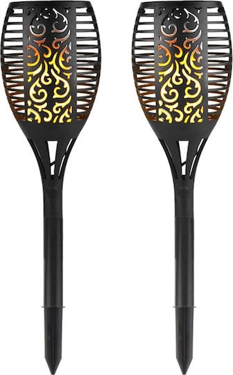 Set of 2 Stake Solar Lights Torches Warm White with Motion Sensor and Photocell