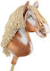 Hobby Horse Large Premium Stick Horse Spotted Tobiano Beige Mane A3