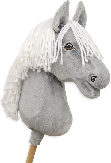 Premium Hobby Horse Großer Steckenpferd Graues Weißes Mähne A3