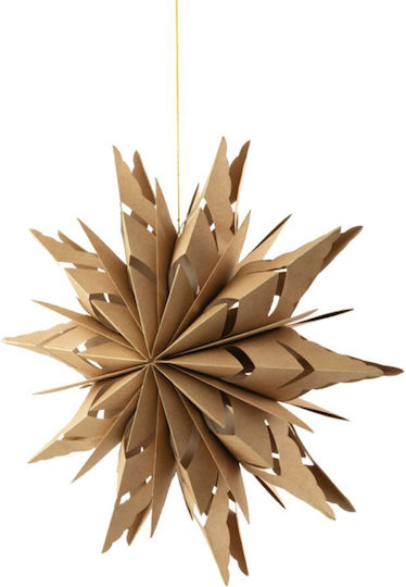 Stea Decorativă De Crăciun Fulgi De Zăpadă Suspendată Pliabilă Bej Natural Auriu 40cm 157.001.0140.10