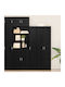 Cabinet Floor High Black Wood 30x42.5x185cm