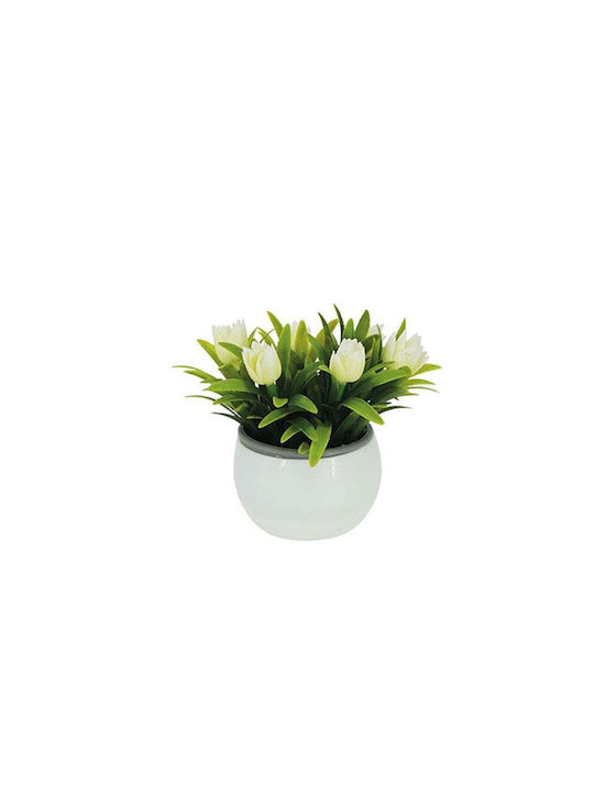White Potted Plant With Ecru Tulips 8.5x8.5x13cm 1/120kib 04-19318-1