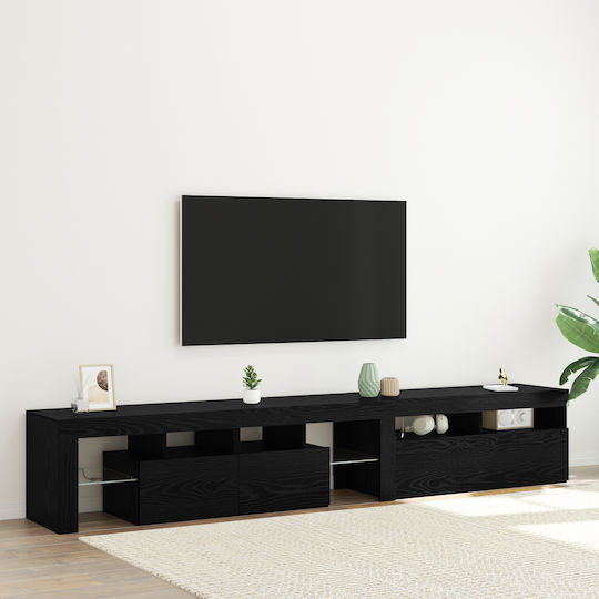 Stand TV cu Iluminare LED Neagră Stejar M90xA35xÎ40cm