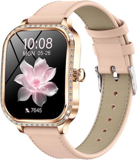 Microwear MK88 Smartwatch με Παλμογράφο (Gold Steel)