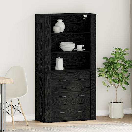 vidaXL Büroaufbewahrungsschublade und -schrank aus MDF Schwarze Eiche 80x33x150cm